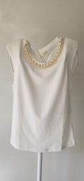 Top Blanc à Perles & Épaulettes