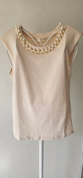 Top Beige avec Perles & Épaulettes