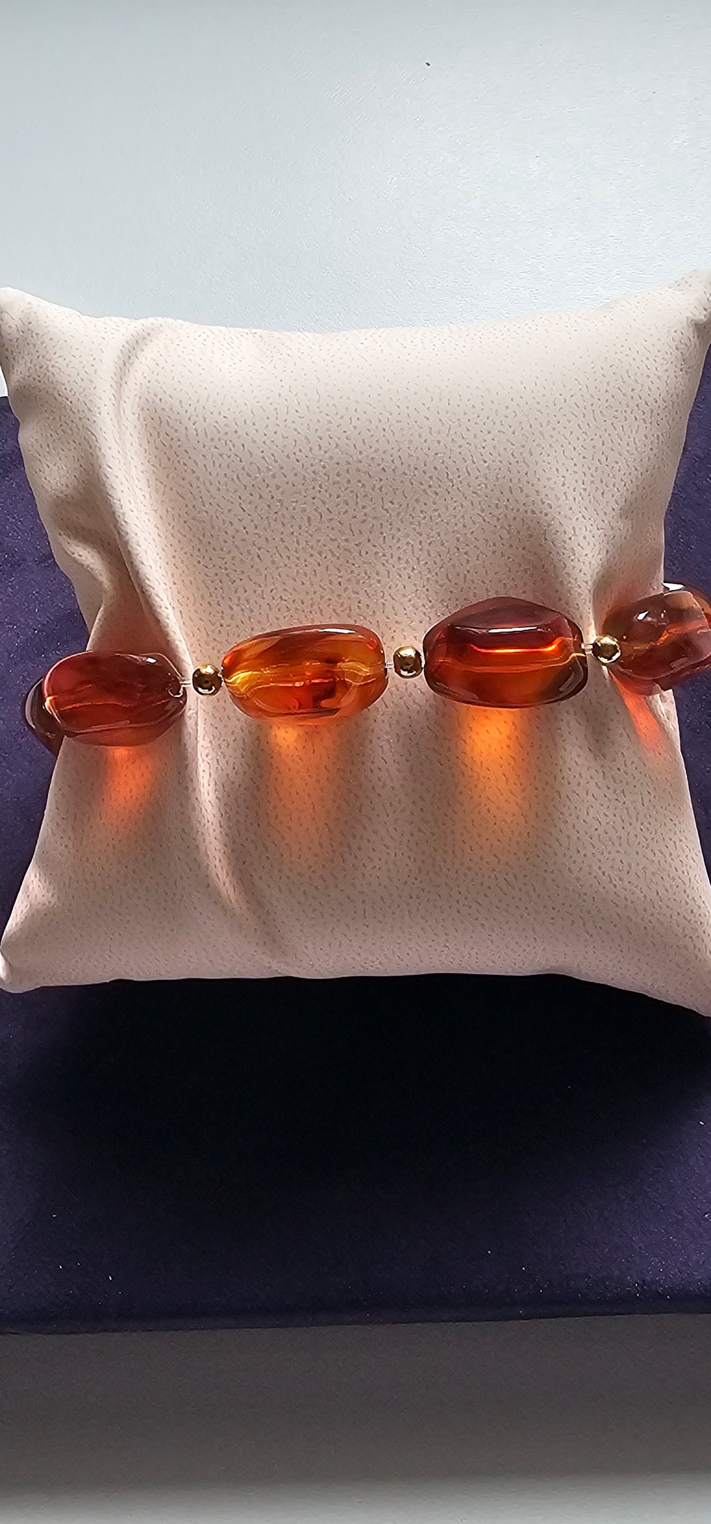 Set de 4 Joncs – Écaille Tortue, Perles Ambre & Doré