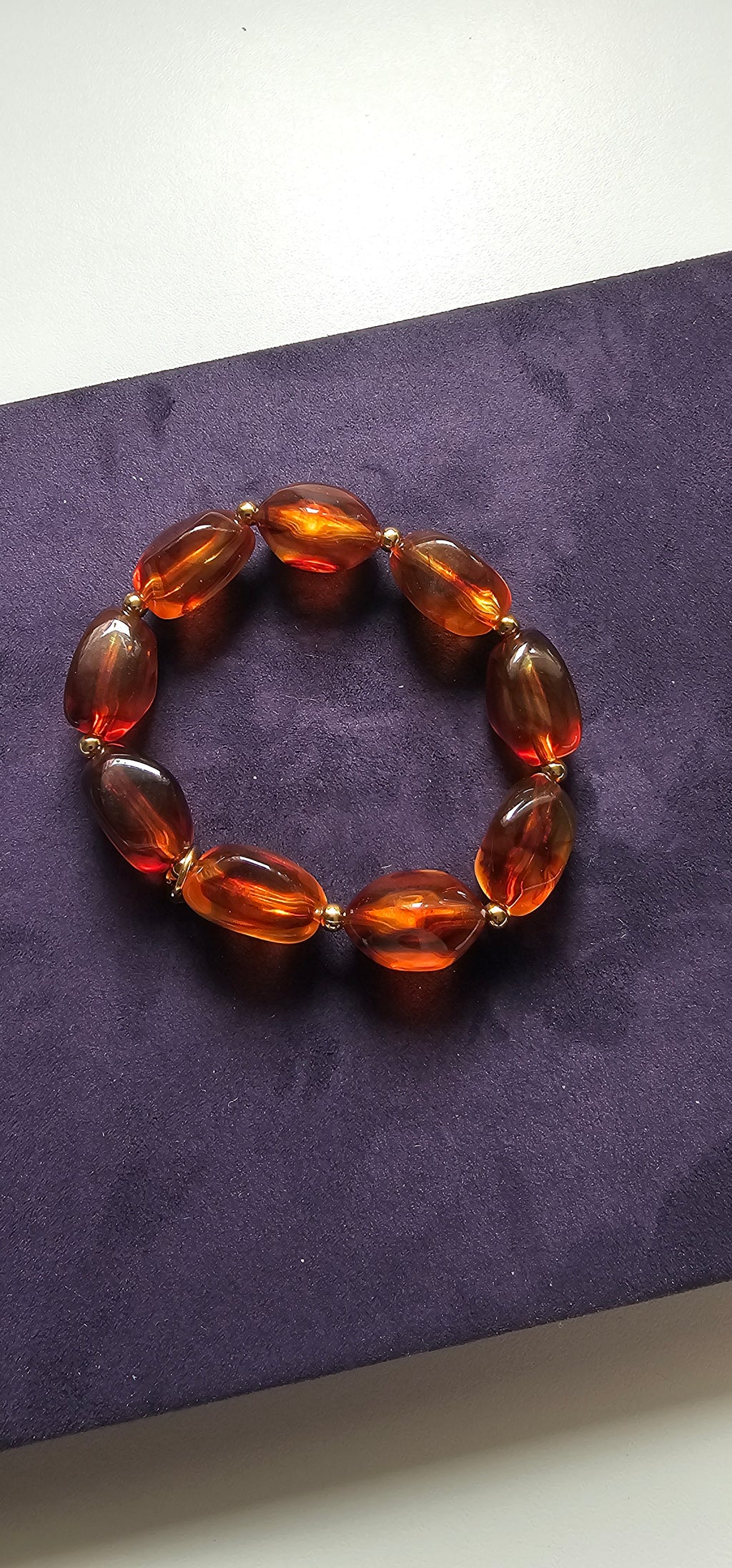 Set de 4 Joncs – Écaille Tortue, Perles Ambre & Doré