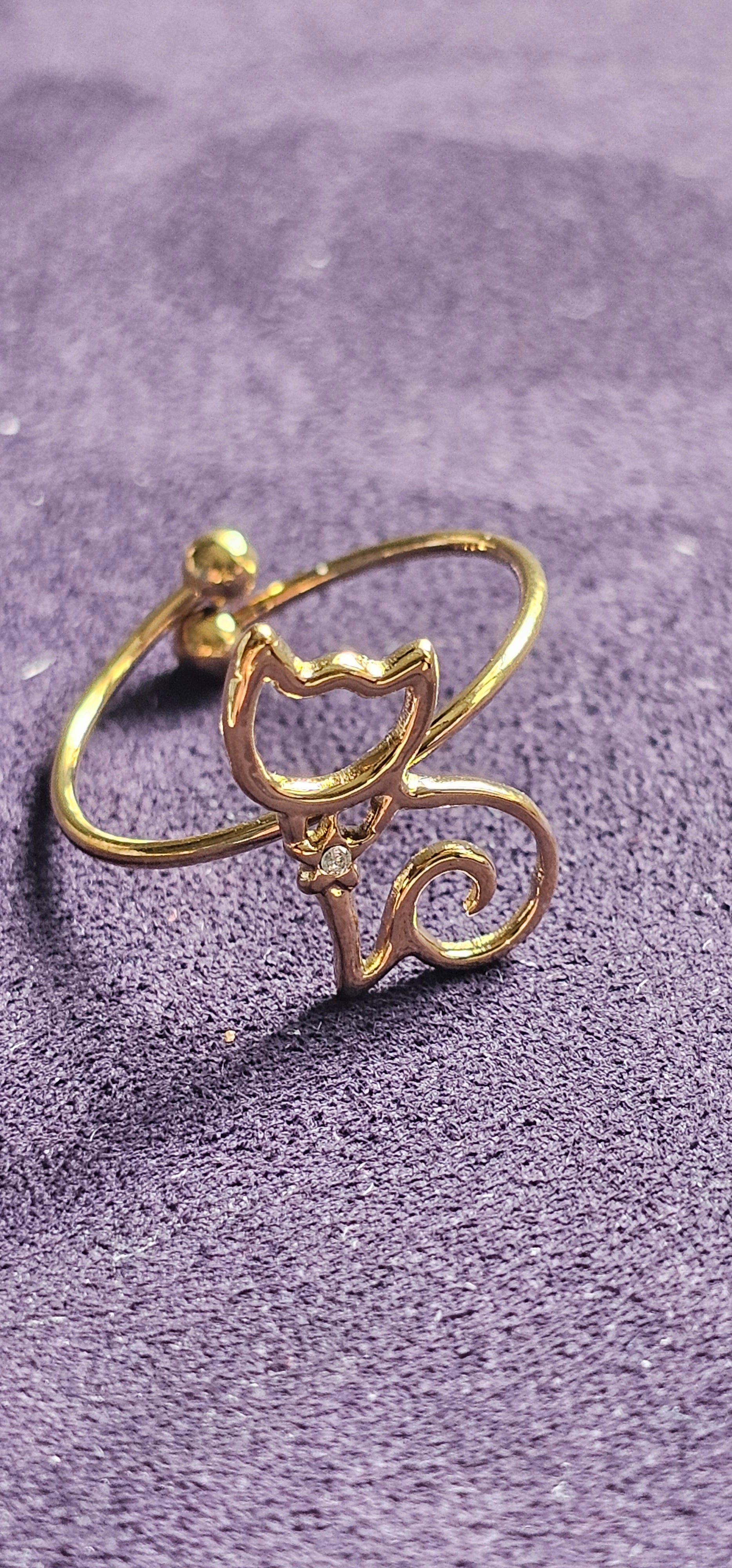Bague Chat Dorée – Anneau Ajustable Fin & Fantaisie
