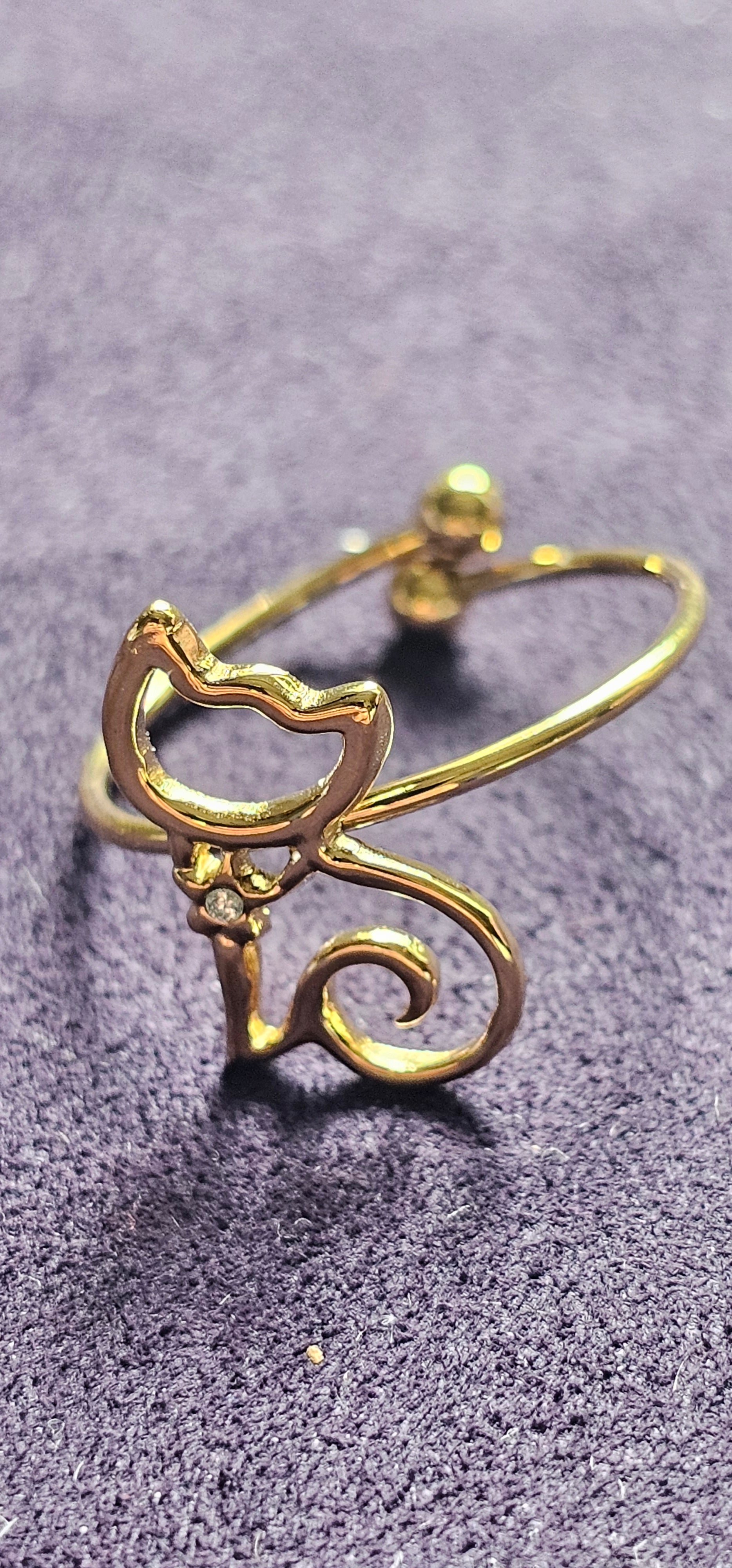 Bague Chat Dorée – Anneau Ajustable Fin & Fantaisie