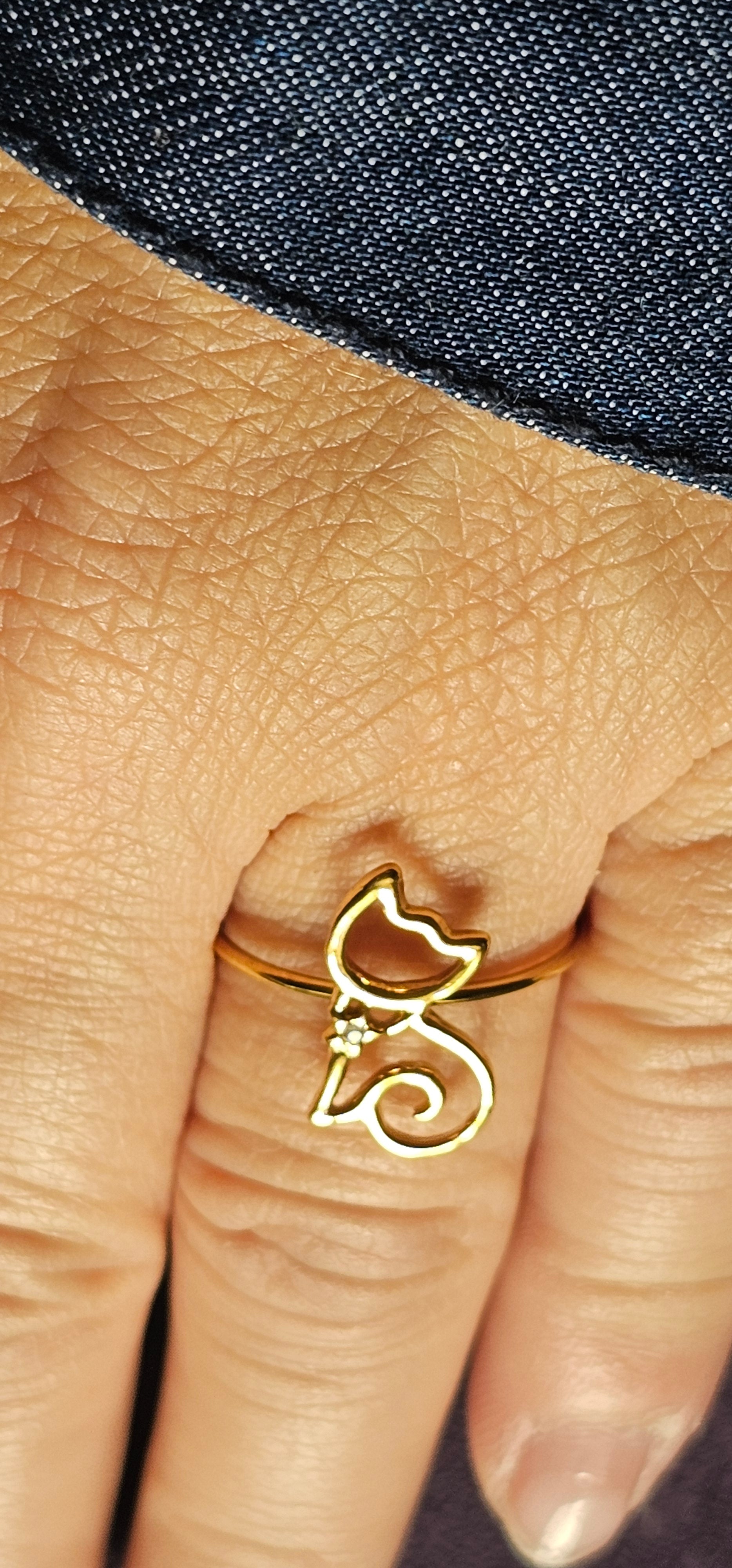 Bague Chat Dorée – Anneau Ajustable Fin & Fantaisie