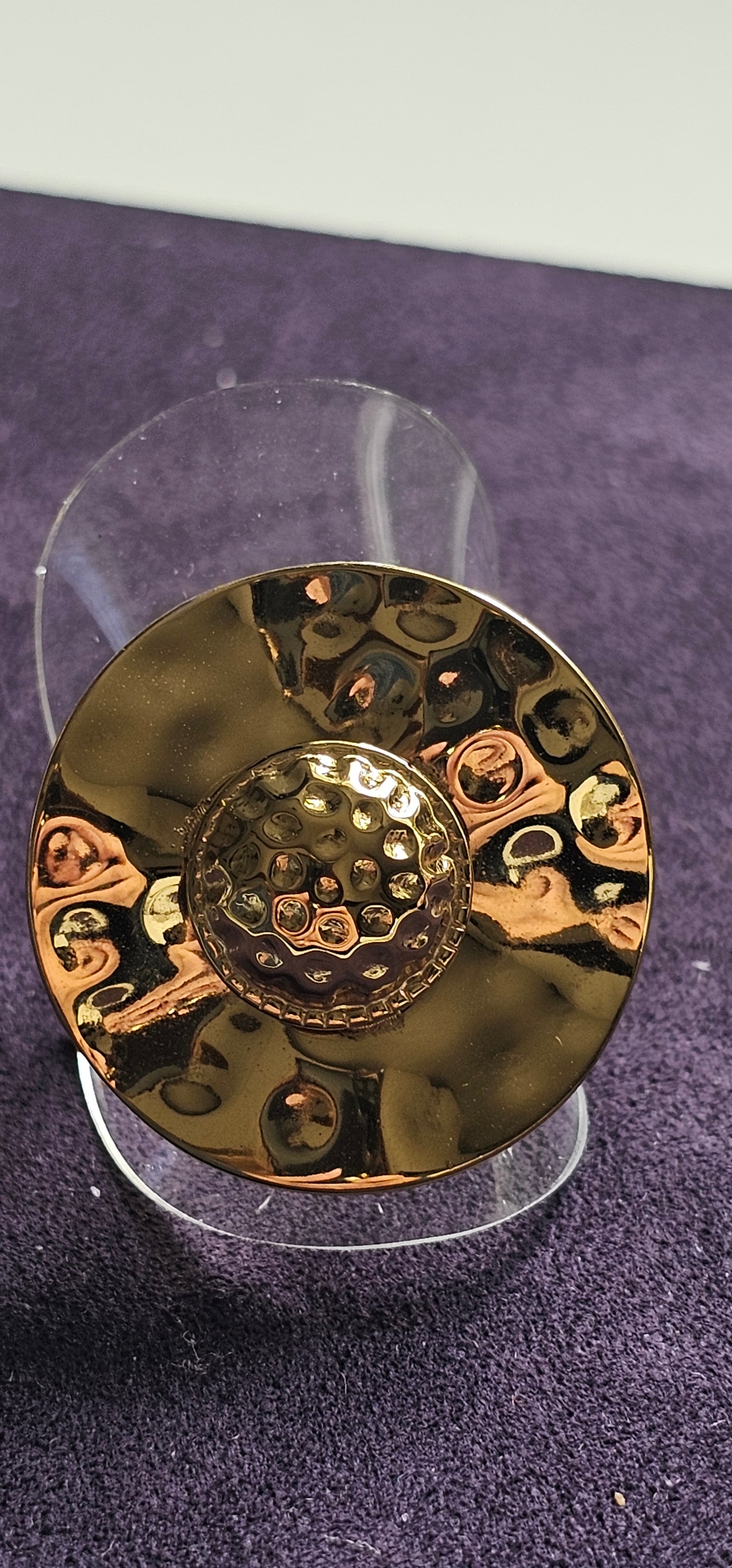Bague Plateau Doré – Chevalière Martelée Ajustable Oversize