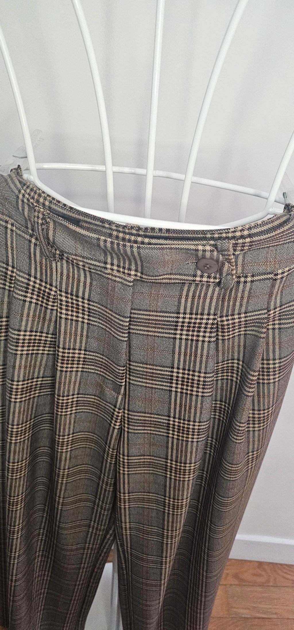 Pantalon Large Carreaux Prince de Galles Marron