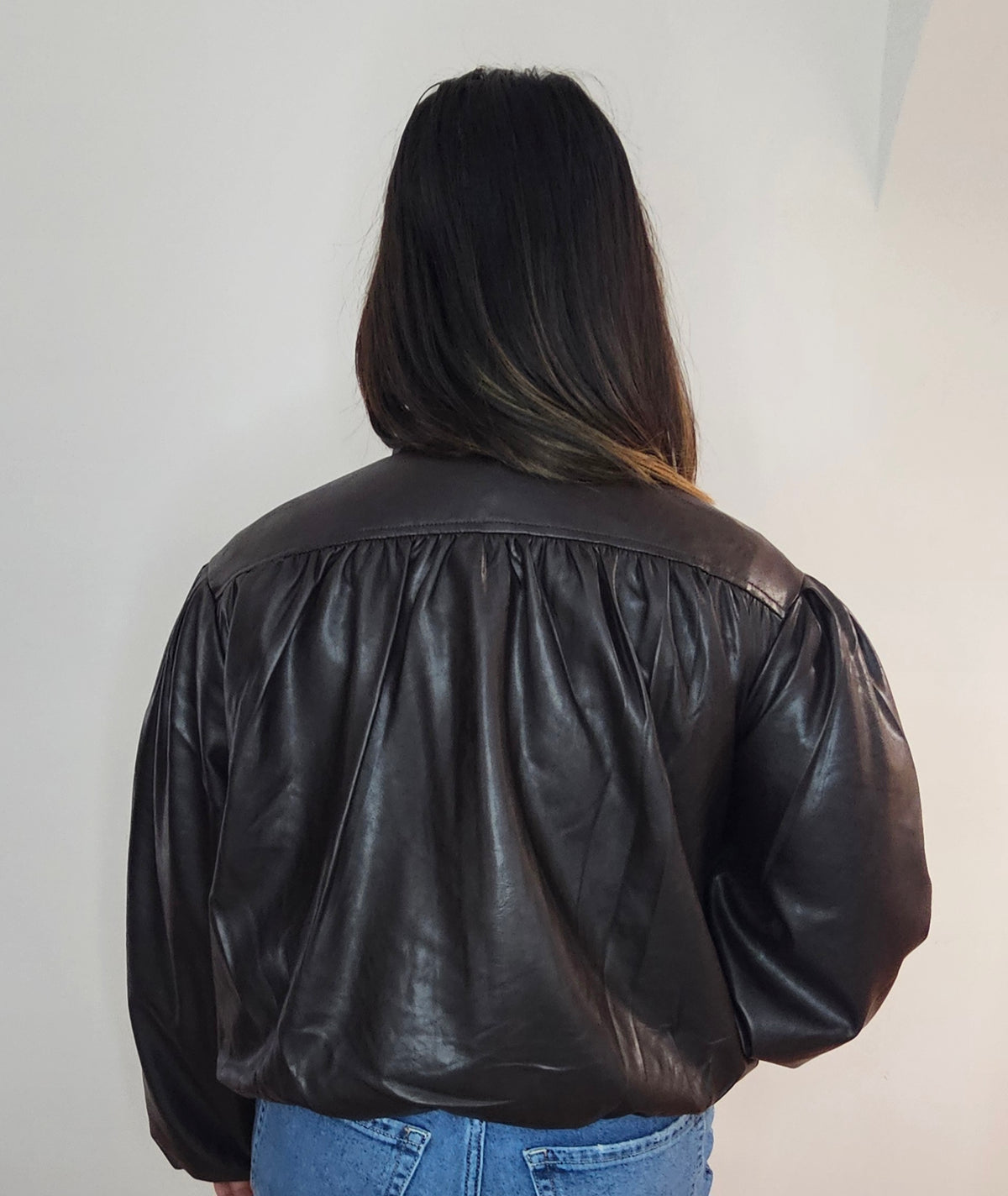 Veste Bomber Simili Cuir Oversize Marron