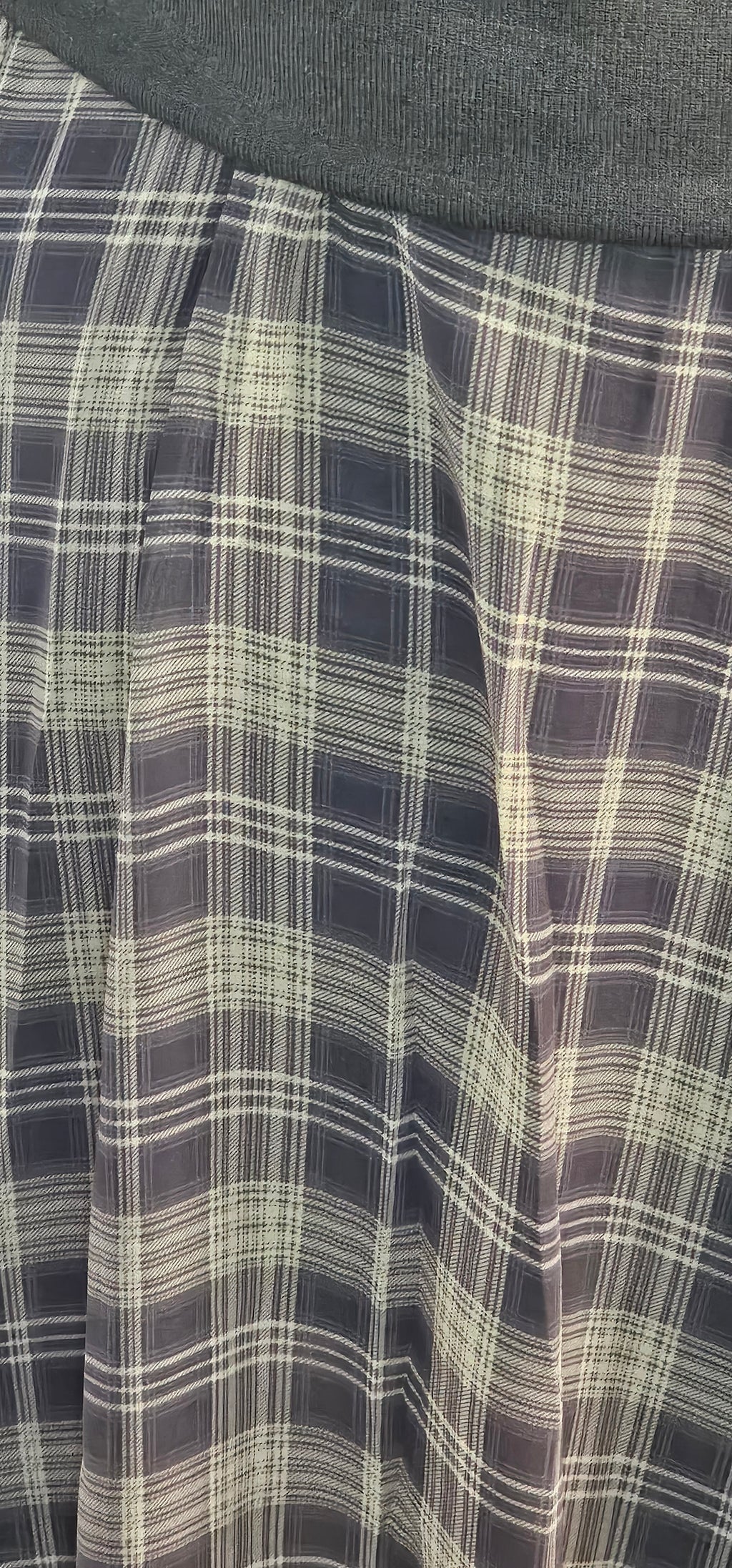 Jupe Longue Voile Tartan Kaki Taille Élastique