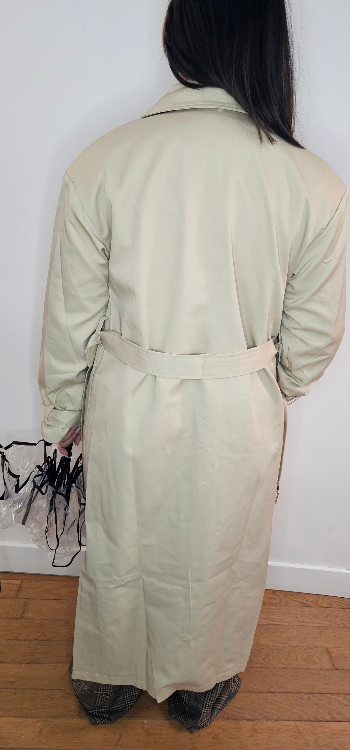 Trench Coat Beige Col Broderie Anglaise Amovible