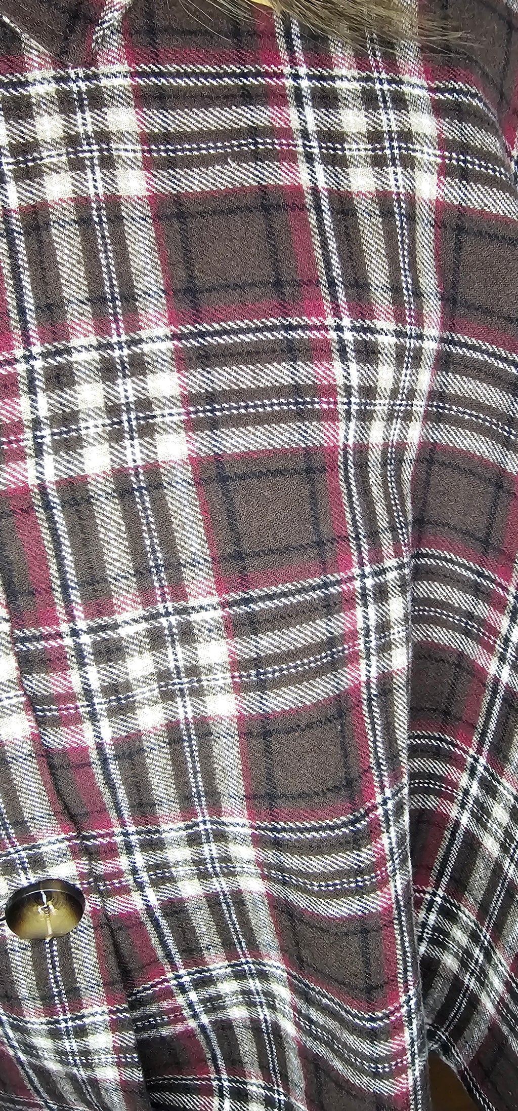 Cape Poncho Tartan Bordeaux/Marron Boutons Dorés