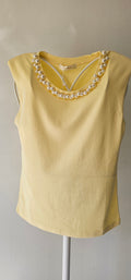 Top Jaune avec Perles & Épaulettes