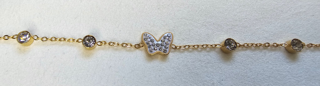 Bracelet Doré – Papillon Pavé Strass & Zirconium Sans Nickel