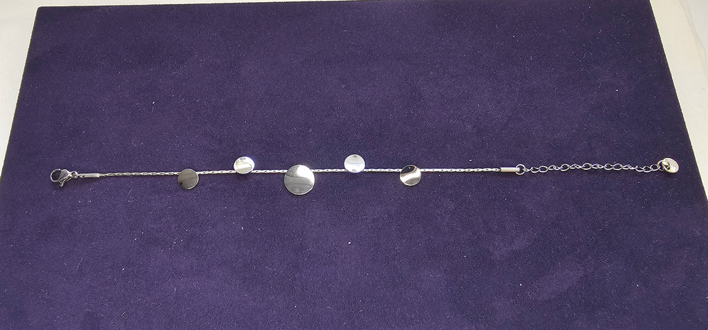 Bracelet Chaîne Argentée – Disques Miroir Dégradés Sans Nickel
