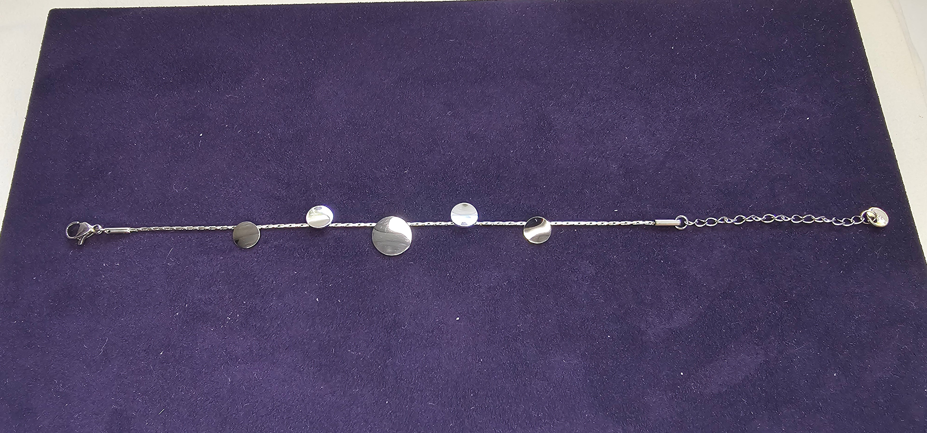 Bracelet Chaîne Argentée – Disques Miroir Dégradés Sans Nickel