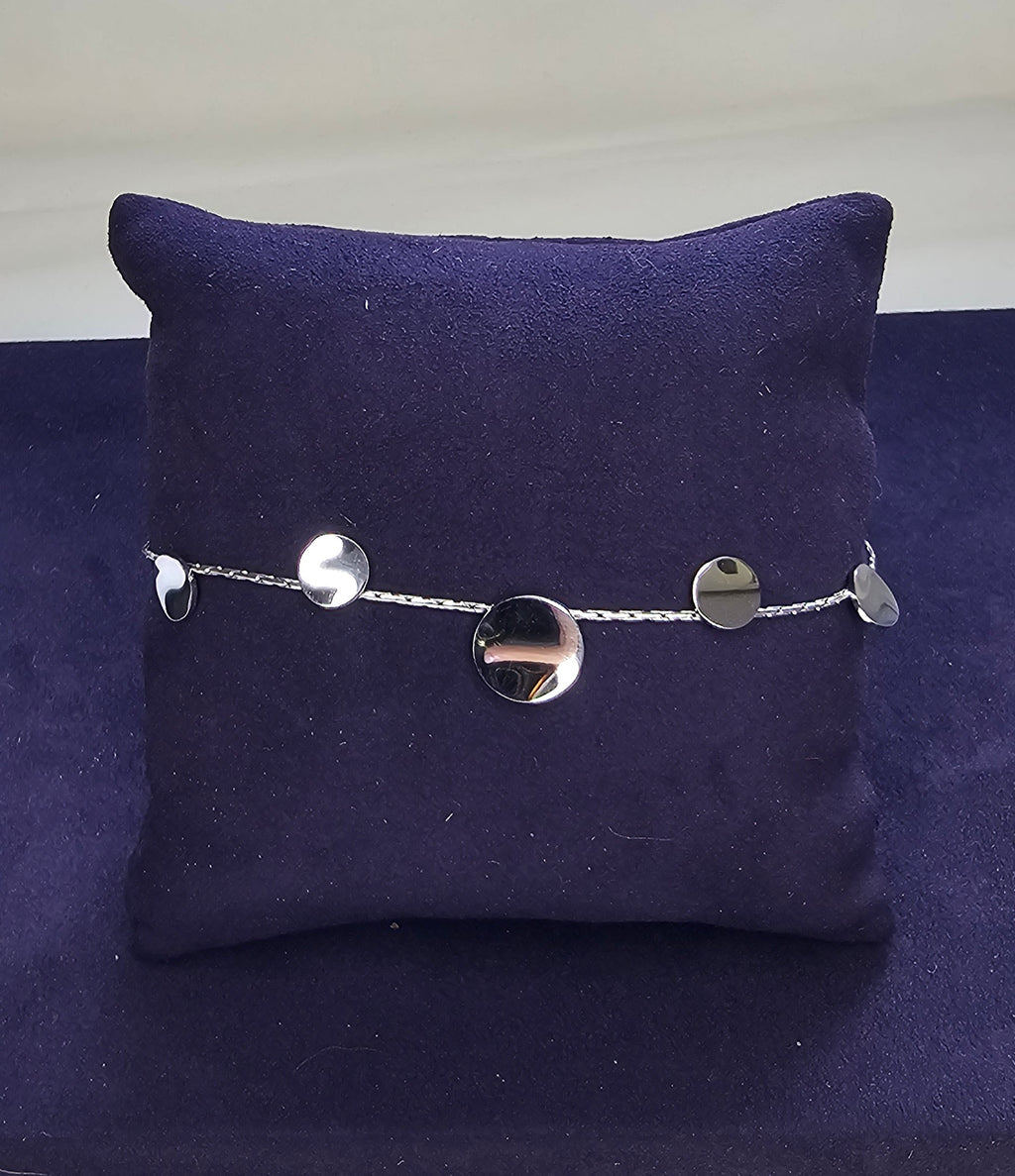 Bracelet chaîne argentée avec disques ronds miroir dégradés sans nickel
