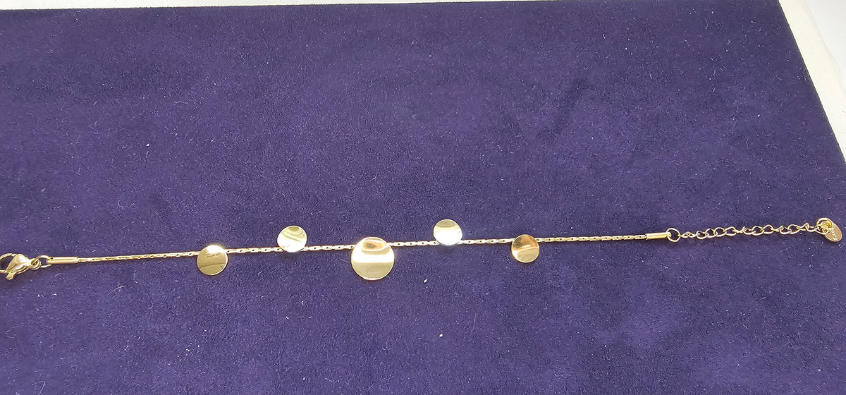 Bracelet Chaîne Dorée – Disques Miroir Dégradés Sans Nickel
