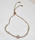 Bracelet tennis argenté ajustable coulissant avec étoile cristal marquise centrale et strass sans nickel