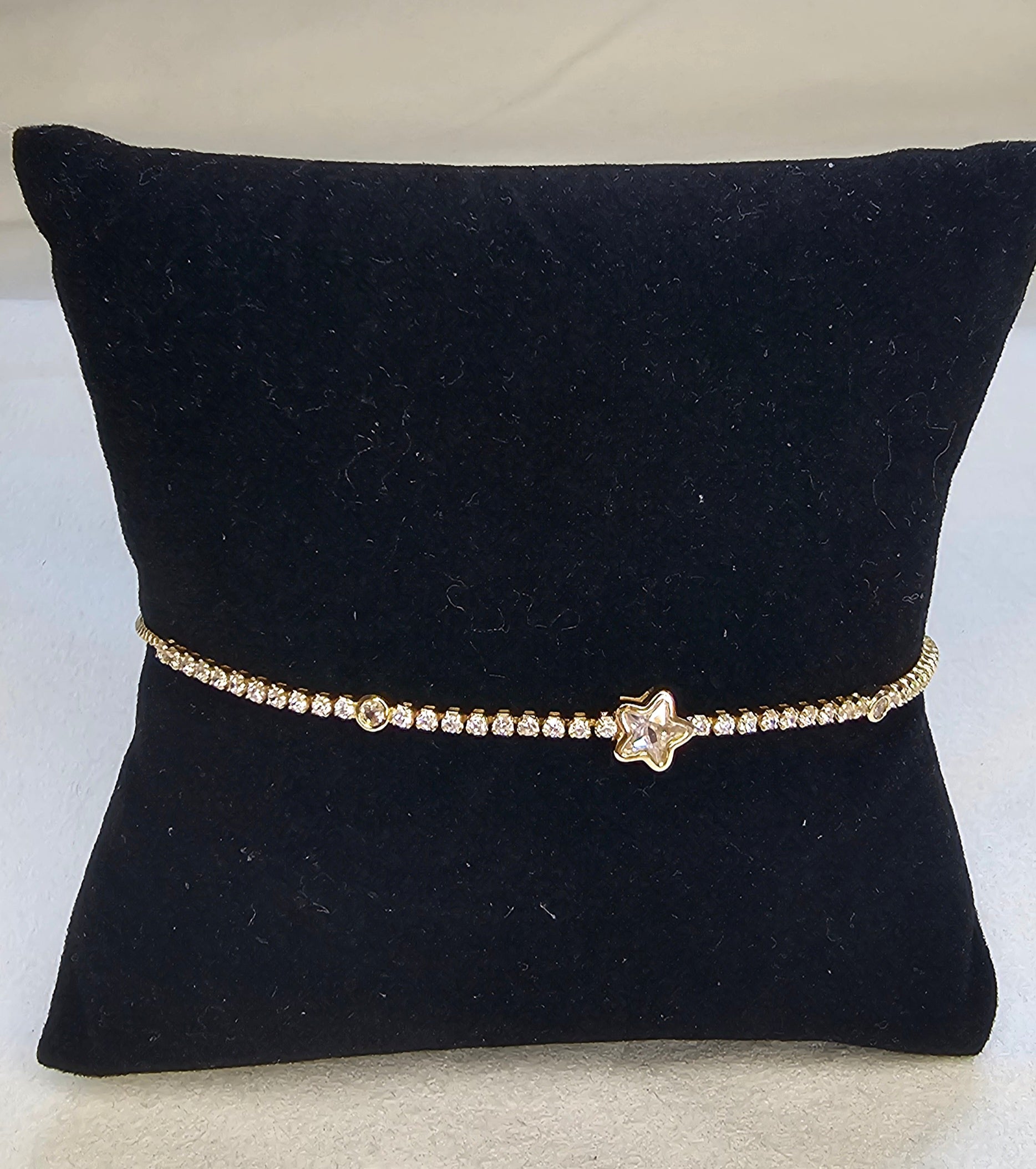 Bracelet  Argenté Ajustable – Étoile Cristal & Strass Sans Nickel