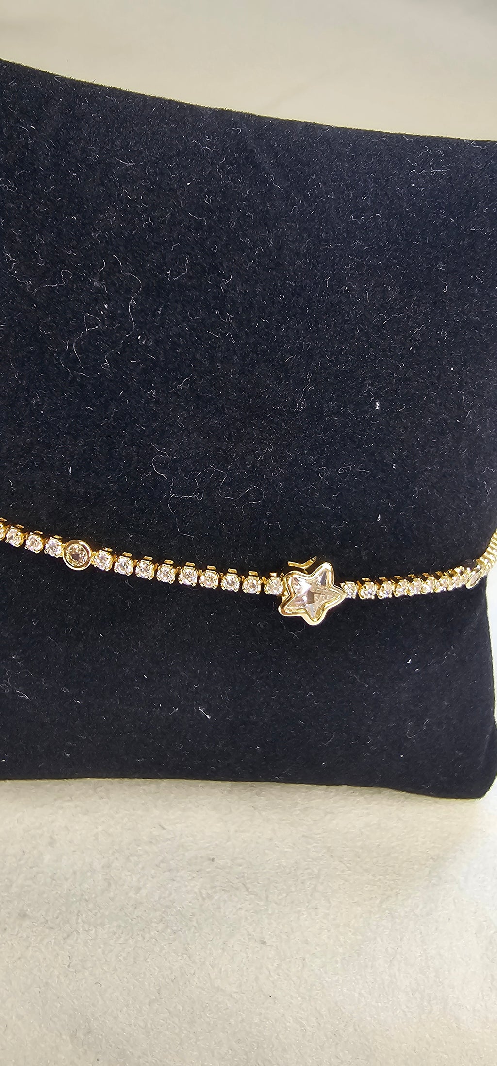 Bracelet  Argenté Ajustable – Étoile Cristal & Strass Sans Nickel