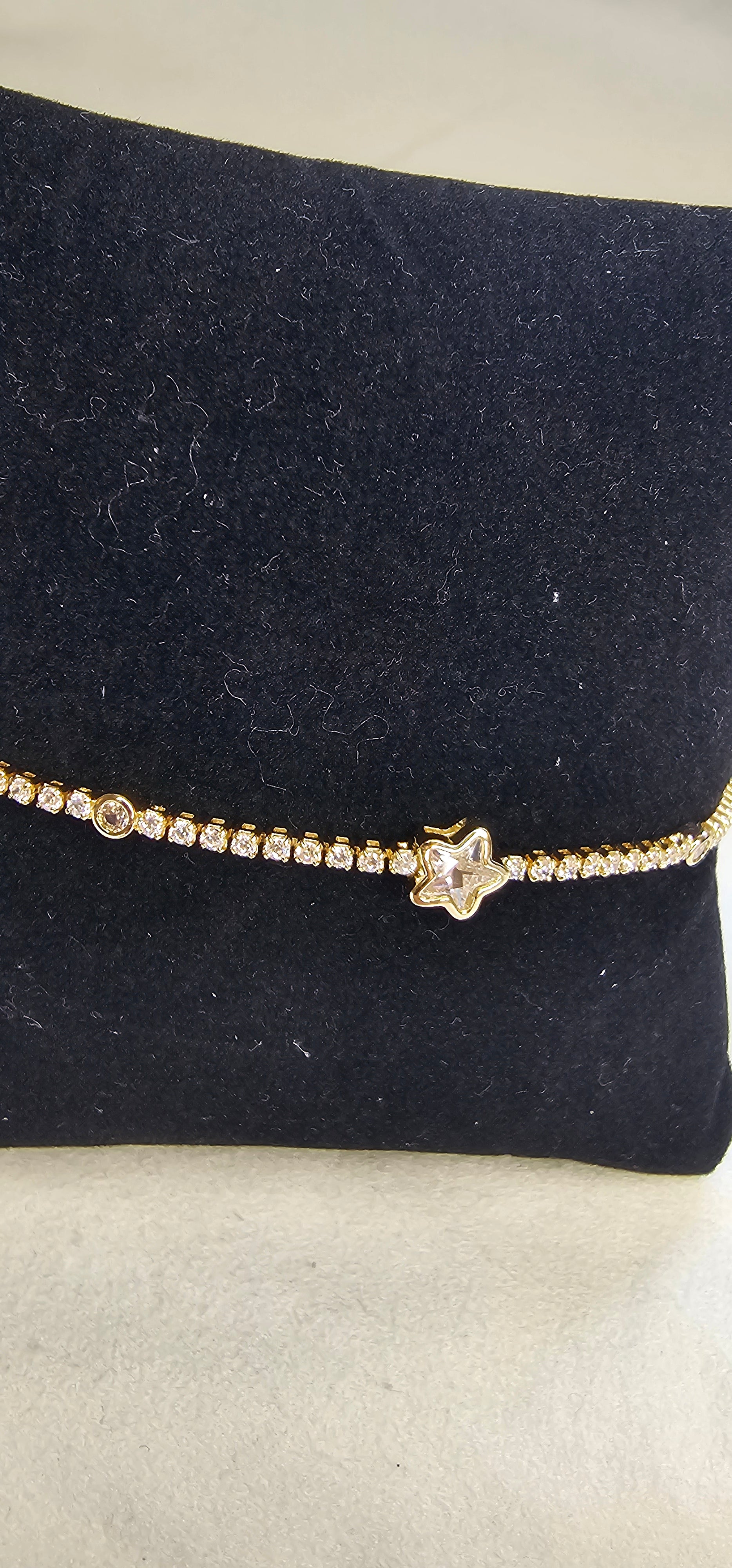 Bracelet  Argenté Ajustable – Étoile Cristal & Strass Sans Nickel