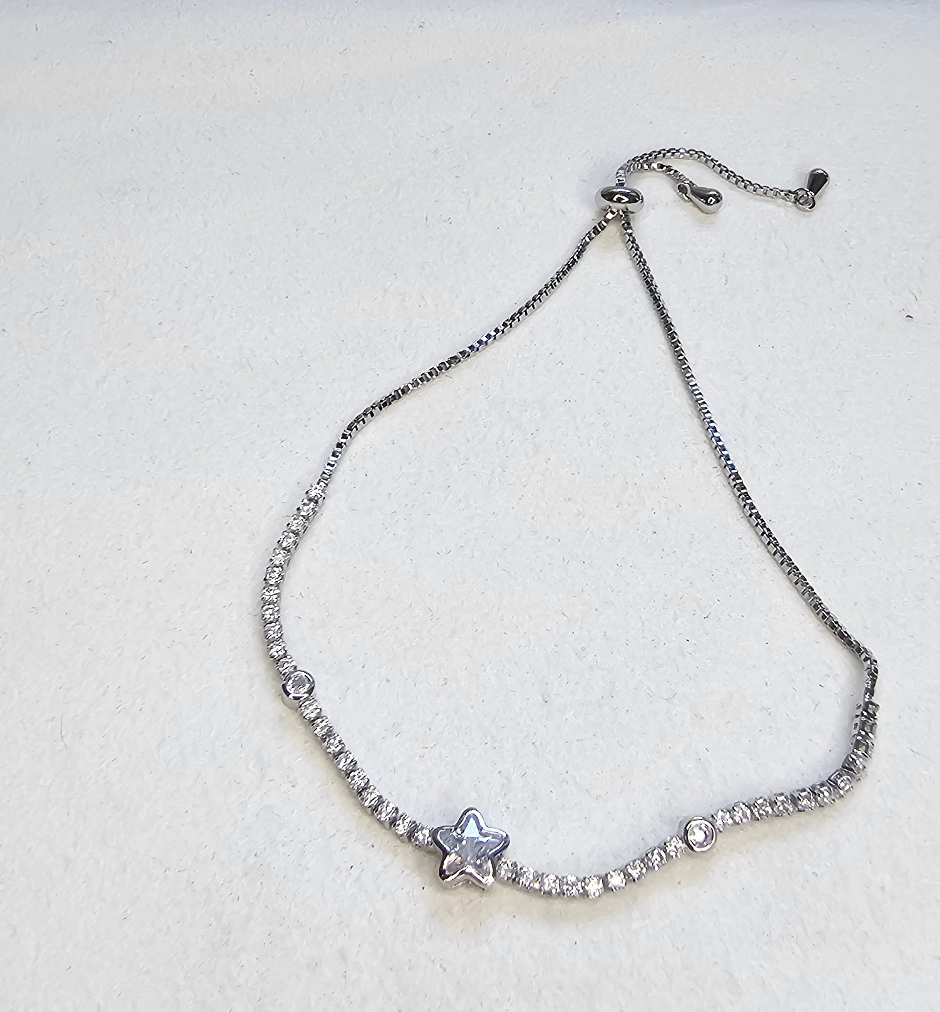 Bracelet Argenté – Étoile Strass Centrale Sans Nickel