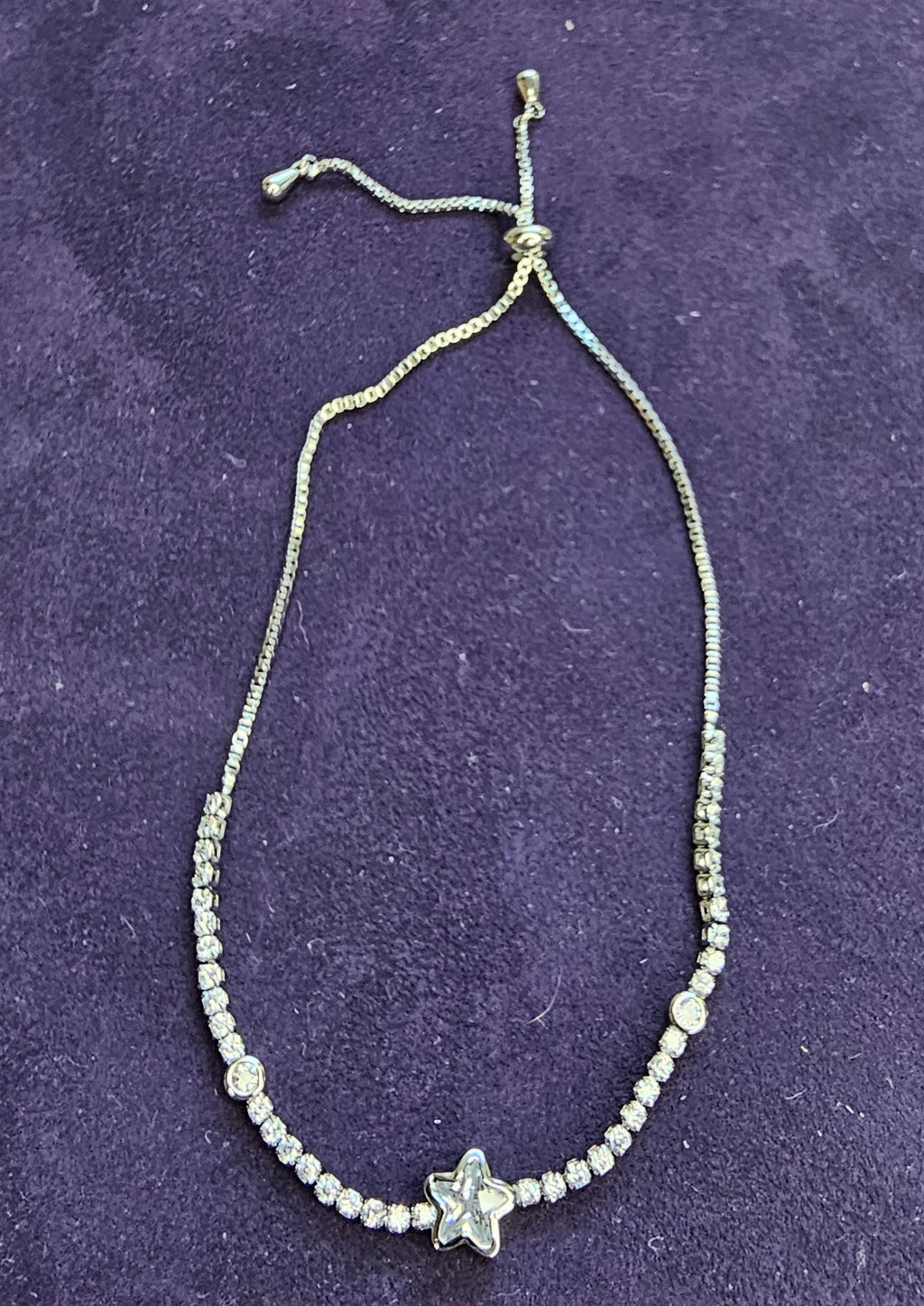 Bracelet Argenté – Étoile Strass Centrale Sans Nickel