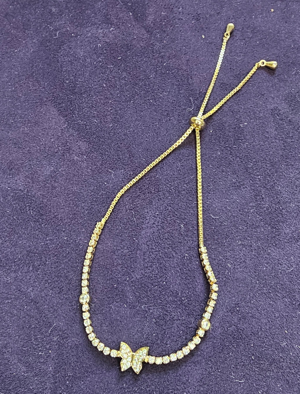 Bracelet  Doré – Papillon Pavé Strass Sans Nickel