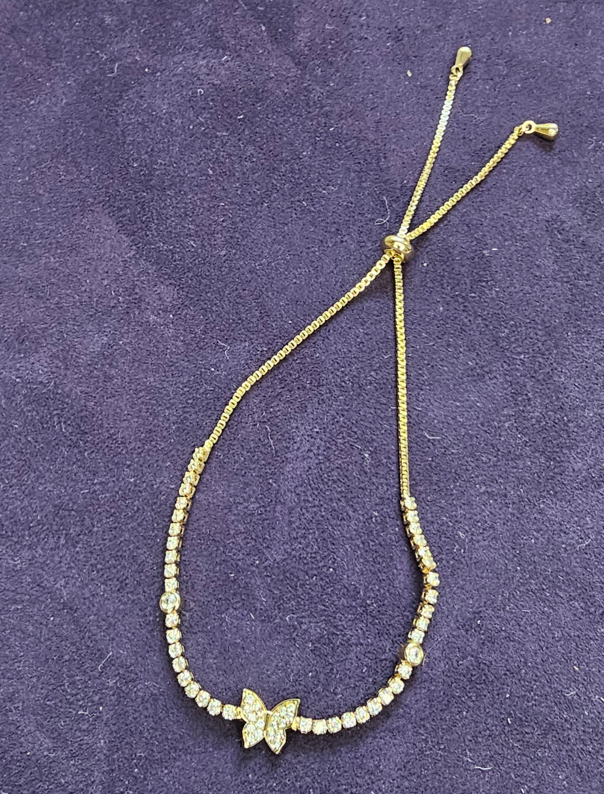Bracelet  Doré – Papillon Pavé Strass Sans Nickel