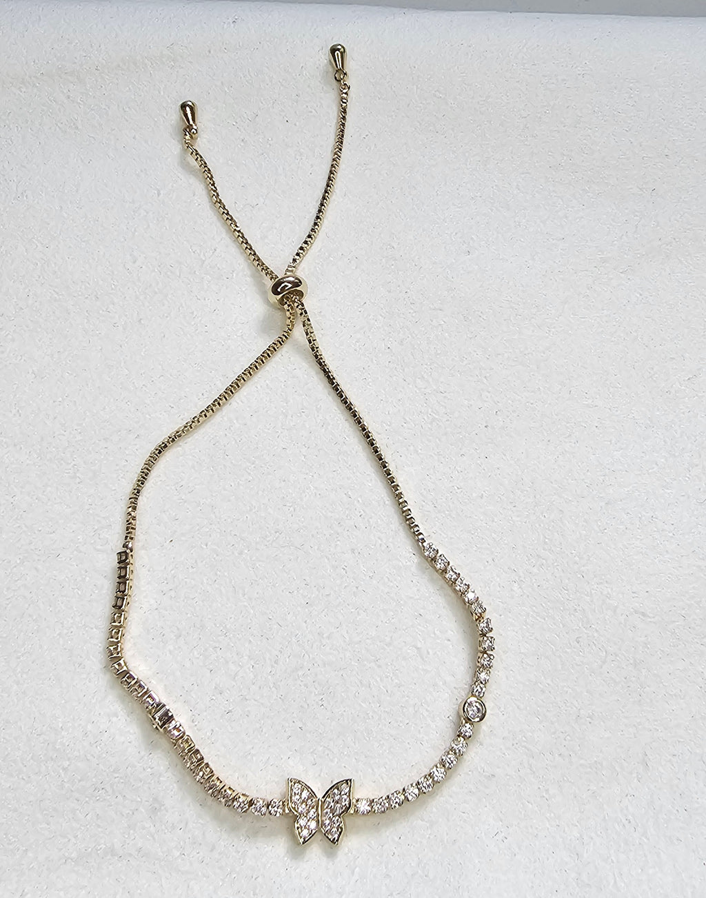 Bracelet  Doré – Papillon Pavé Strass Sans Nickel