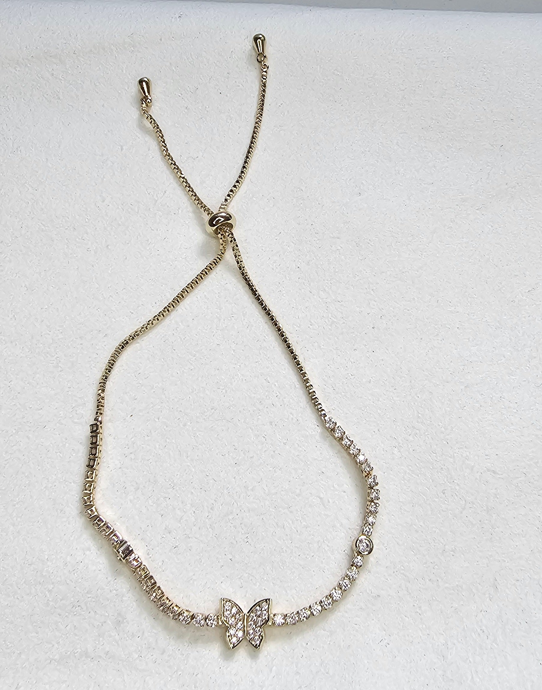 Bracelet  Doré – Papillon Pavé Strass Sans Nickel