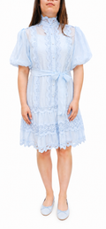 Robe Bleu Ciel Boutons & Ceinture